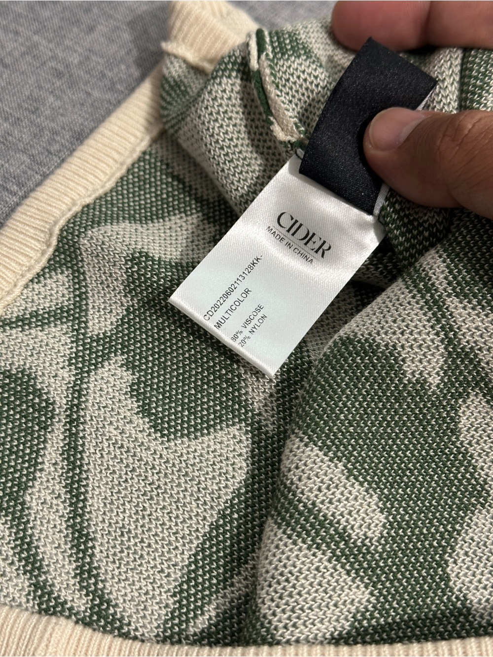Cider Green and Cream Leaf-Print Knit Midi Skirt with Boohoo Side Slit - Picture 4 of 5